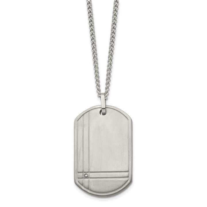 Titanium Diamond Accent Dog Tag Chains