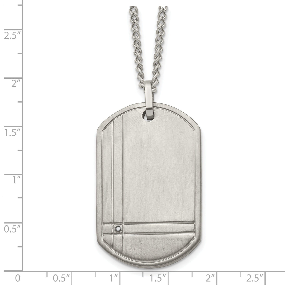 Titanium Diamond Accent Dog Tag Chains