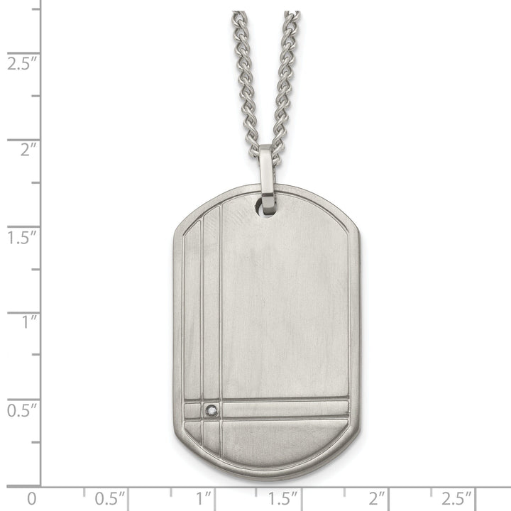 Titanium Diamond Accent Dog Tag Chains