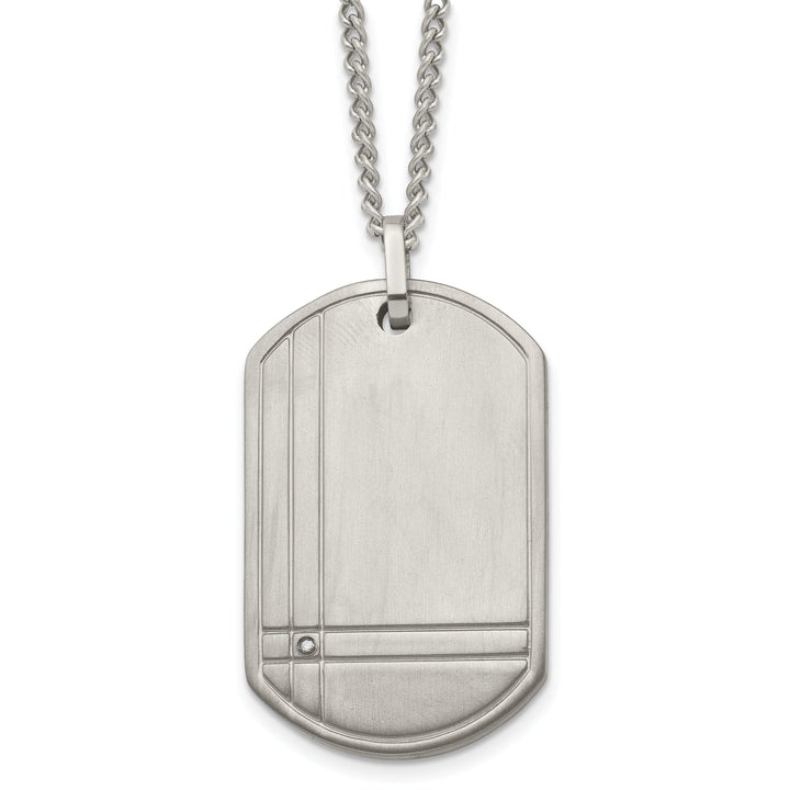 Titanium Diamond Accent Dog Tag Chains