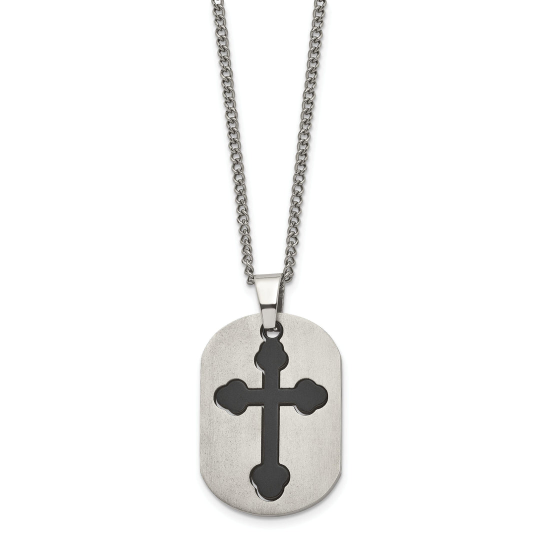 Titanium Black Plated Moveable Cross Dog Tag Chain