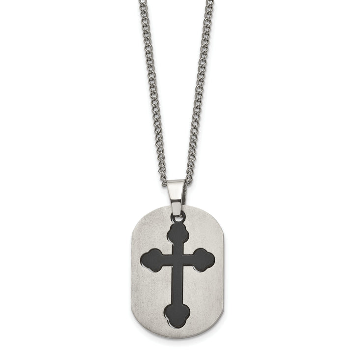 Titanium Black Plated Moveable Cross Dog Tag Chain