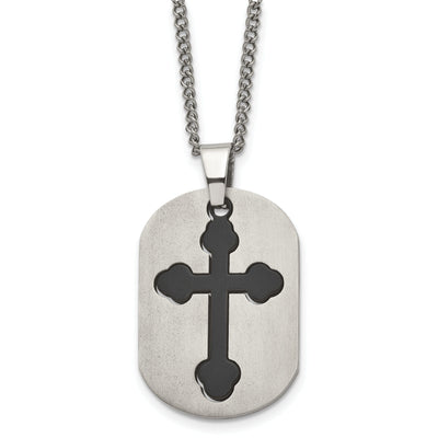Titanium Black Plated Moveable Cross Dog Tag Chain at $ 56.53 only from Jewelryshopping.com