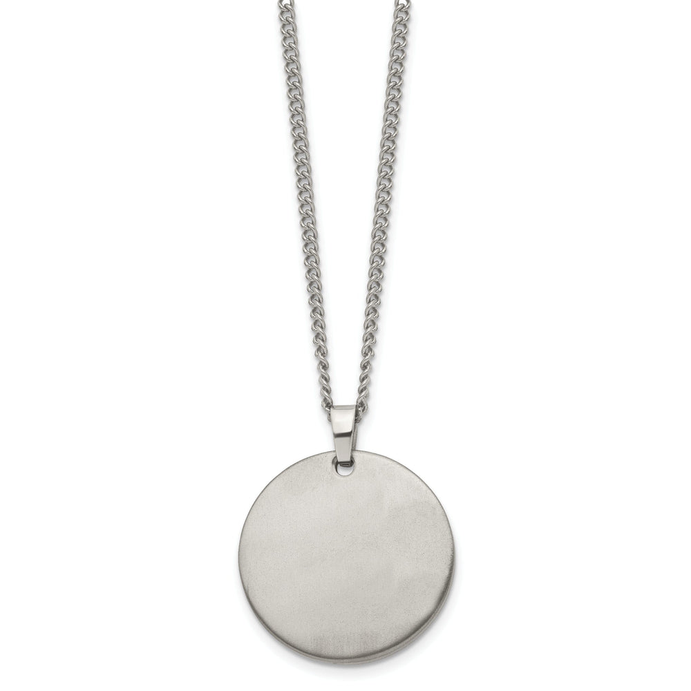 Titanium Brushed Round Pendant Necklace