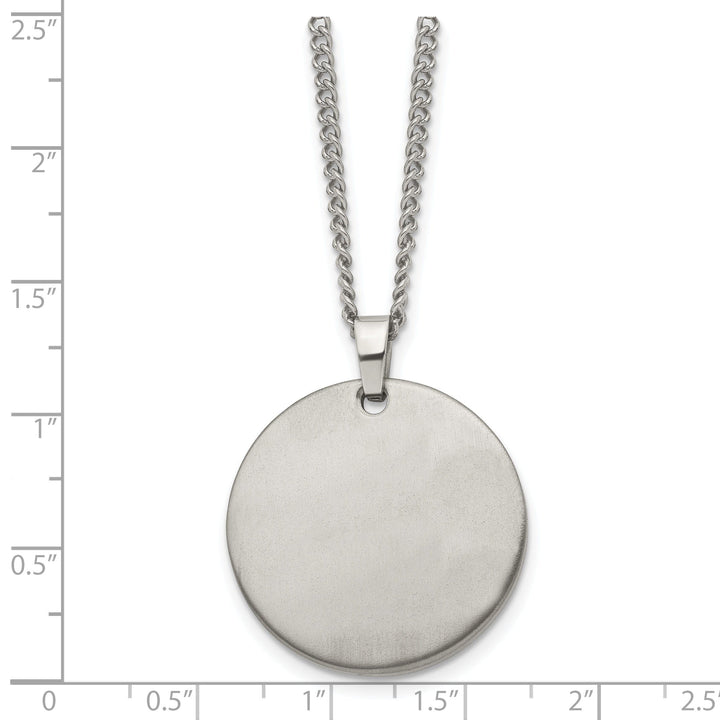 Titanium Brushed Round Pendant Necklace