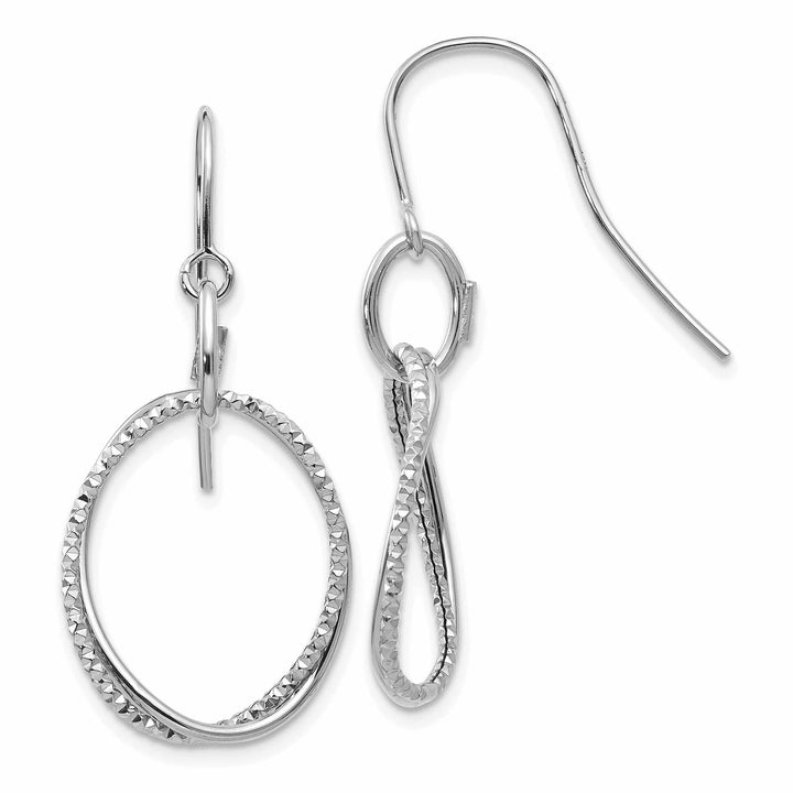 10kt White Gold Textured Shepherd Hook Earrings