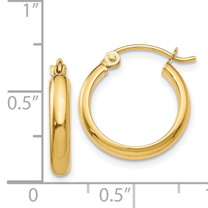 14k Yellow Gold Round Tube Hoop Earrings