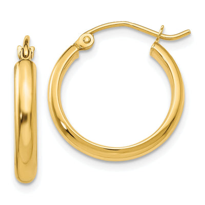 14k Yellow Gold Round Tube Hoop Earrings at $ 102.12 only from Jewelryshopping.com
