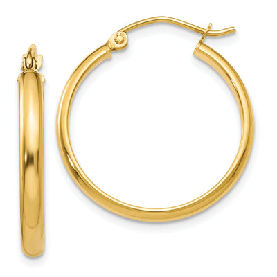 14k Yellow Gold Round Tube Hoop Earrings at $ 126.91 only from Jewelryshopping.com