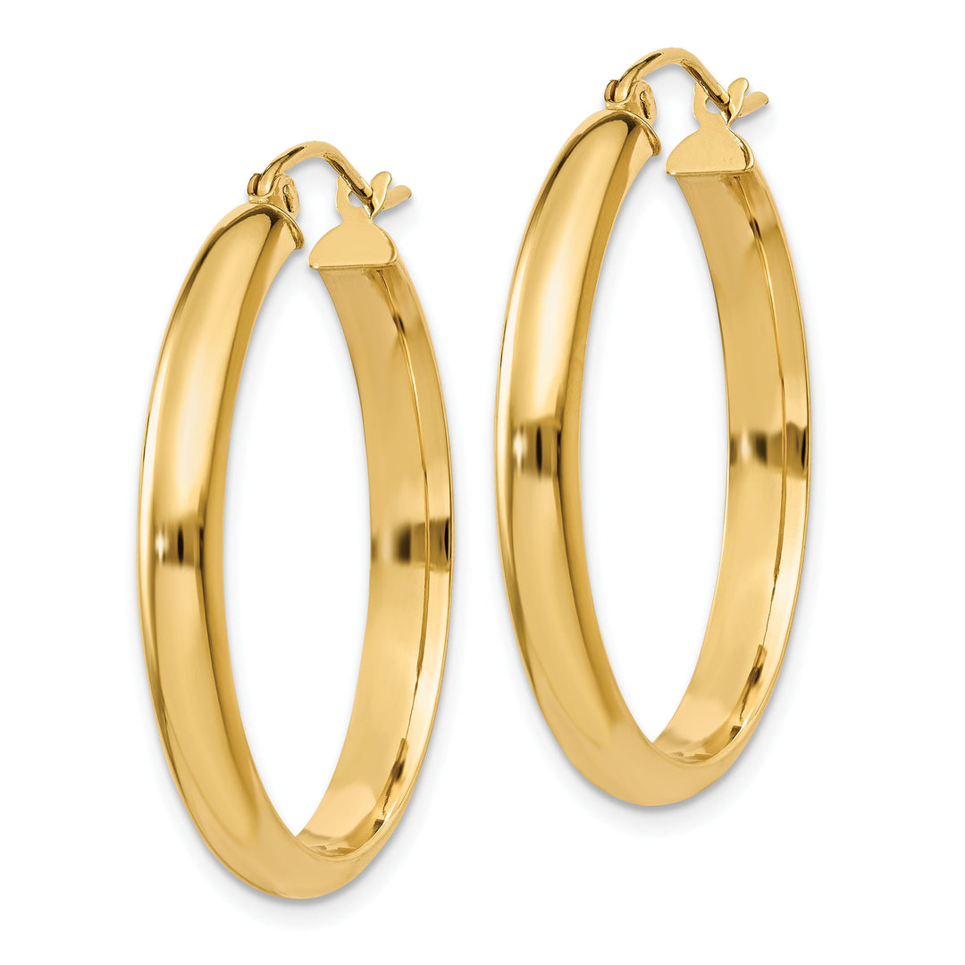 14k Yellow Gold Round Tube Hoop Earrings