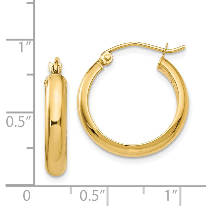 14k Yellow Gold Round Tube Hoop Earrings