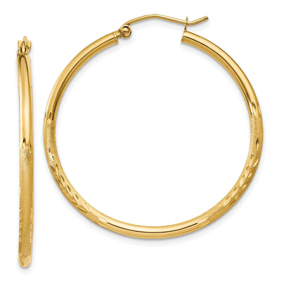14k Yellow Gold Satin D.C 2MM Round Tube Earrings at $ 179.25 only from Jewelryshopping.com