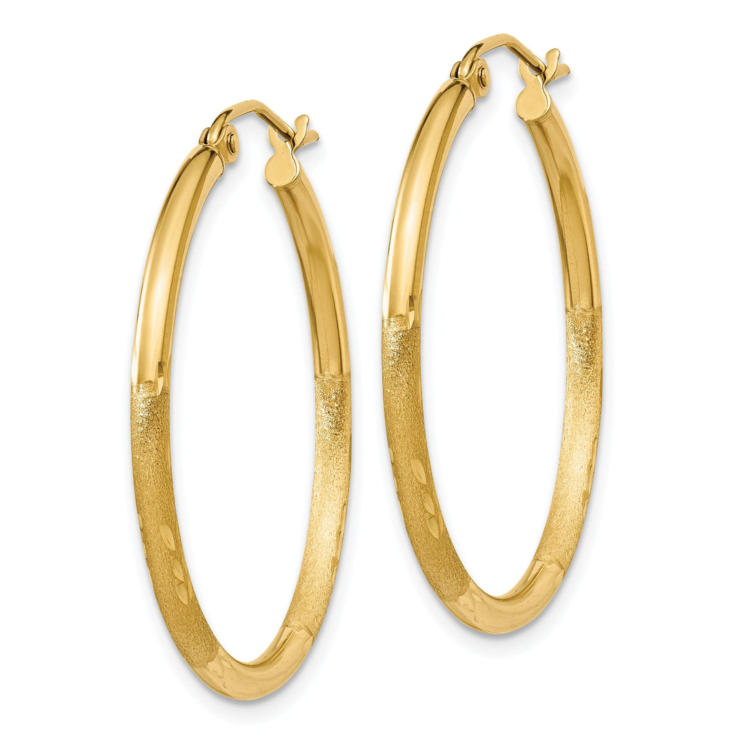 14k Yellow Gold Satin D.C 2MM Round Tube Earring