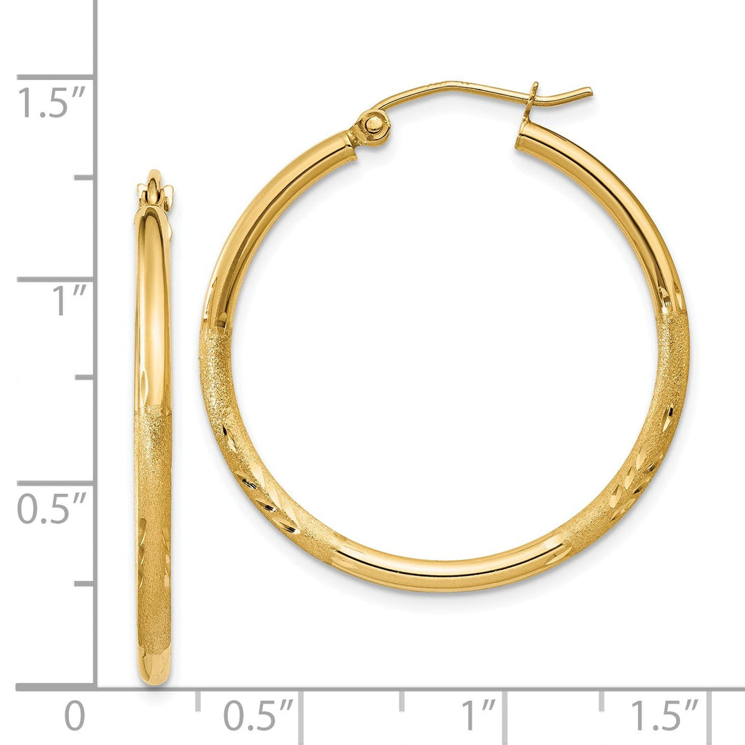 14k Yellow Gold Satin D.C 2MM Round Tube Earring