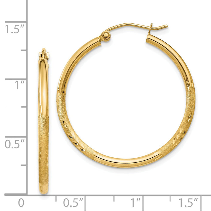 14k Yellow Gold Satin D.C 2MM Round Tube Earring