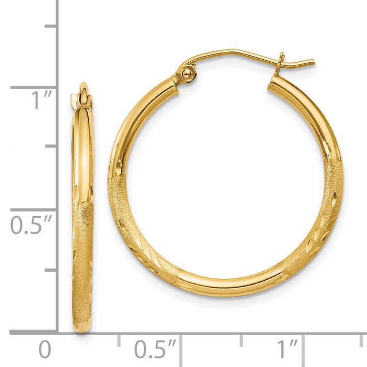 14k Yellow Gold Satin D.C 2MM Round Tube Earring