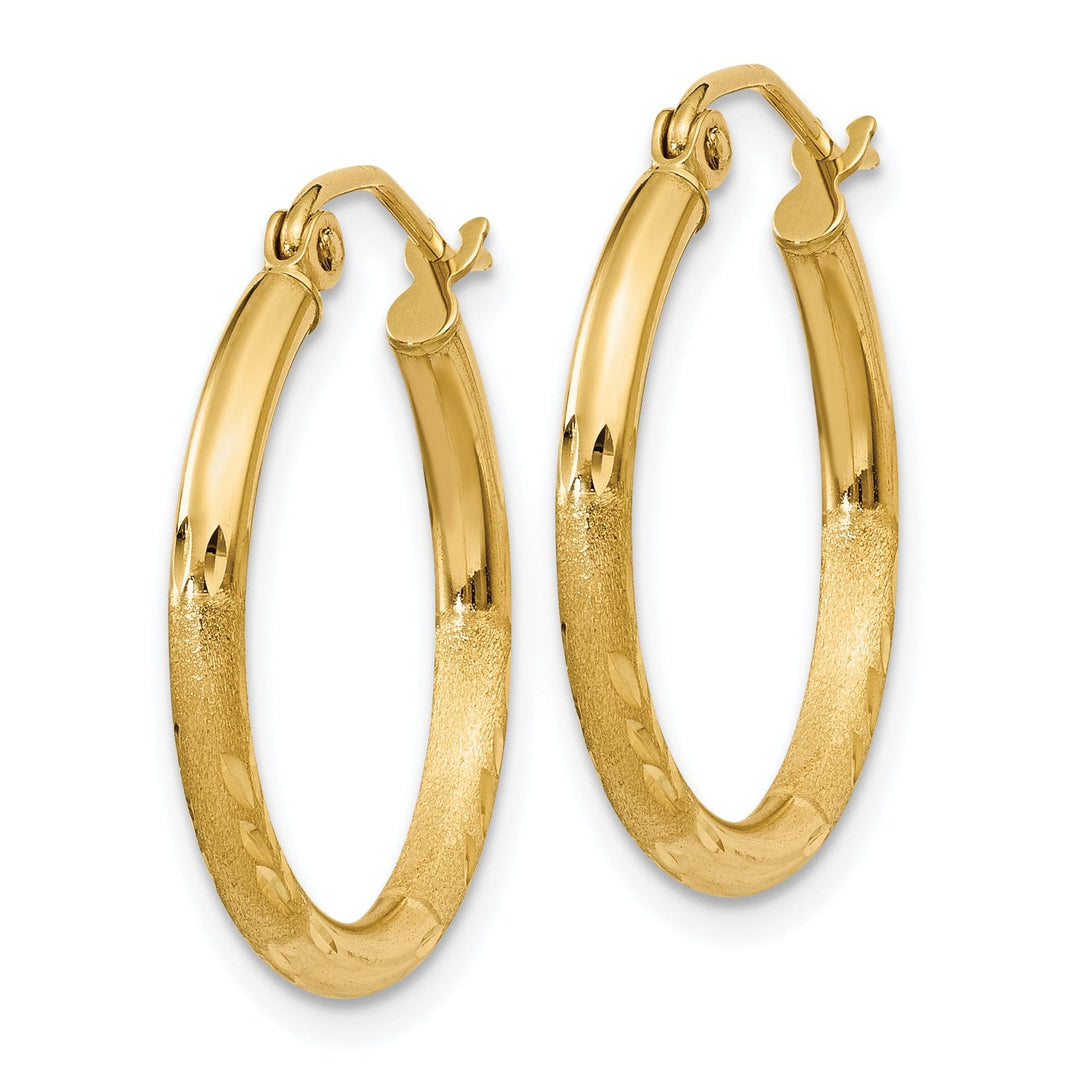 14k Yellow Gold Satin D.C 2MM Round Tube Earring