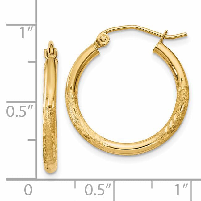 14k Yellow Gold Satin D.C 2MM Round Tube Earring