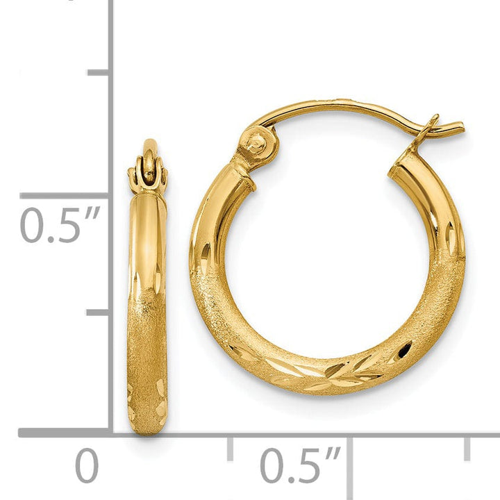 14k Yellow Gold Satin D.C 2MM Round Tube Earring