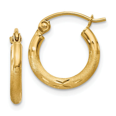 14k Yellow Gold Satin D.C 2MM Hoop Earrings at $ 71.5 only from Jewelryshopping.com