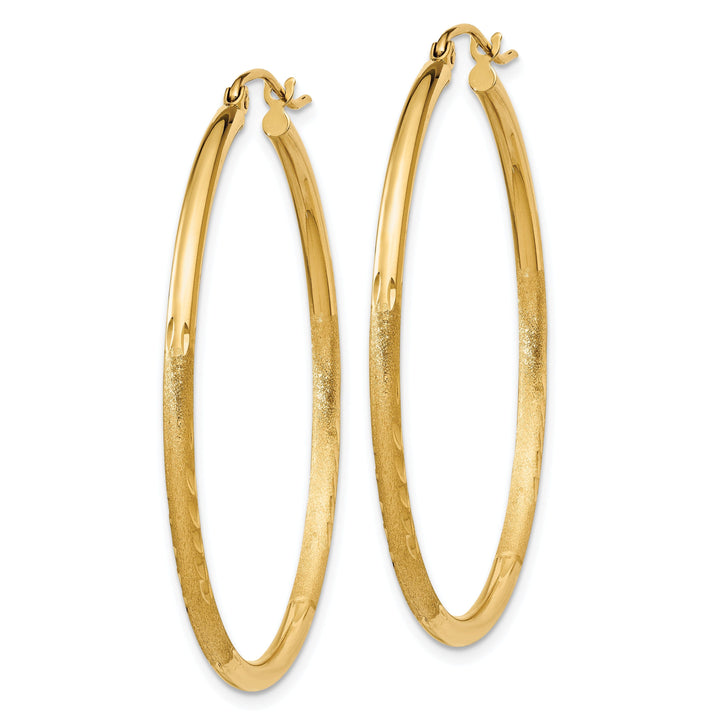 14k Yellow Gold Satin D.C 2MM Round Tube Earrings