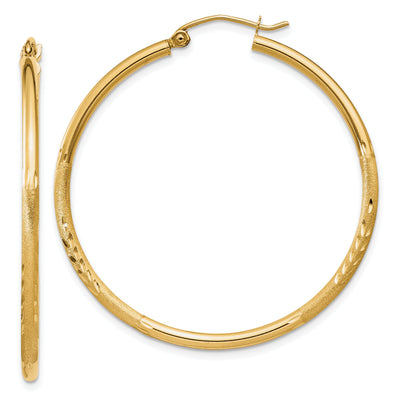 14k Yellow Gold Satin D.C 2MM Round Tube Earrings at $ 202.76 only from Jewelryshopping.com