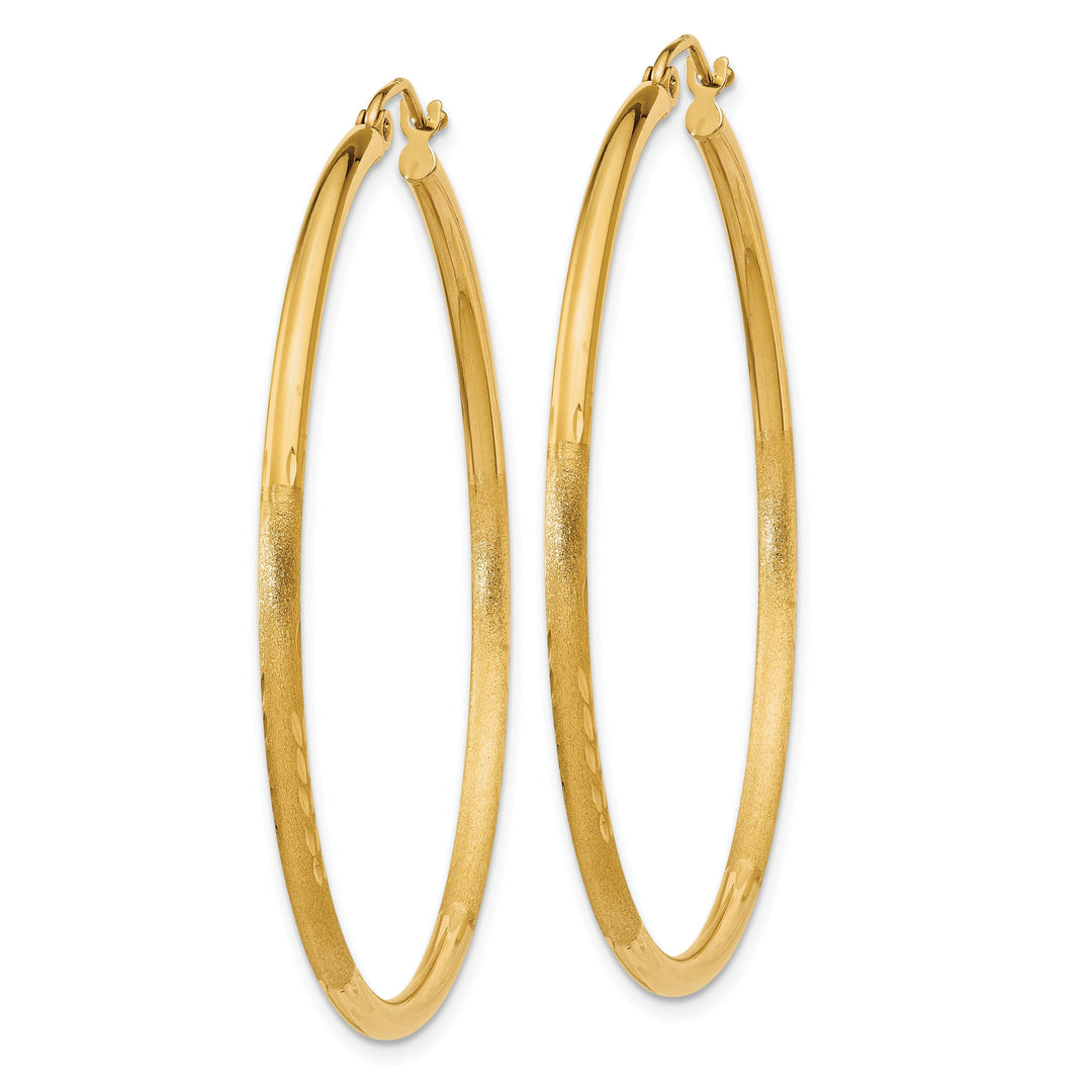 14k Yellow Gold Satin D.C 2MM Round Tube Earrings