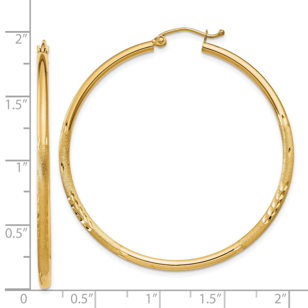 14k Yellow Gold Satin D.C 2MM Round Tube Earrings