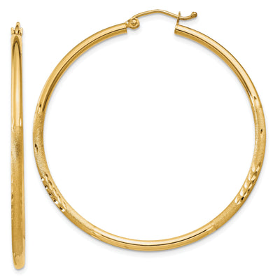 14k Yellow Gold Satin D.C 2MM Round Tube Earrings at $ 218.43 only from Jewelryshopping.com