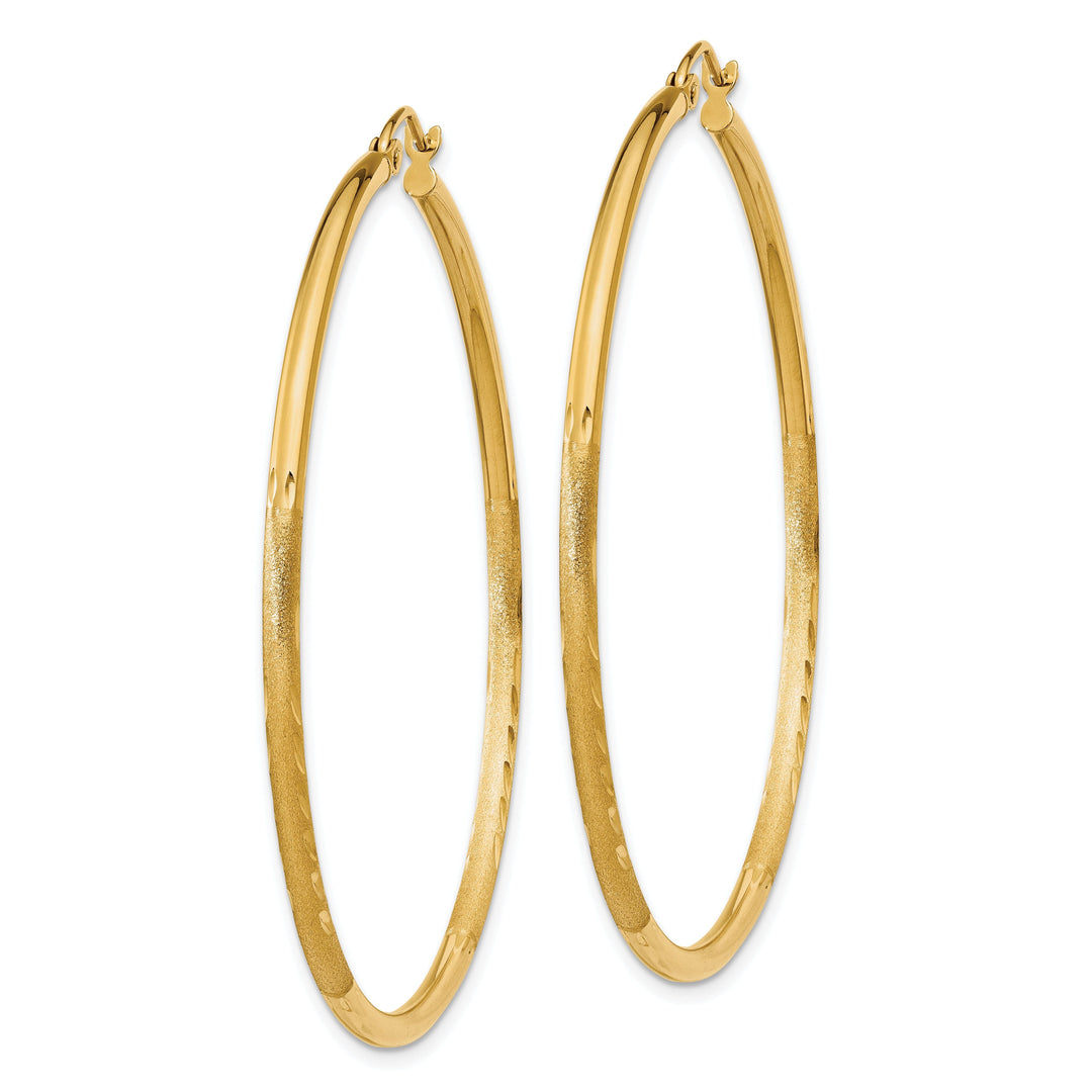 14k Yellow Gold Satin D.C 2MM Round Tube Earrings