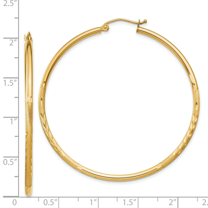 14k Yellow Gold Satin D.C 2MM Round Tube Earrings