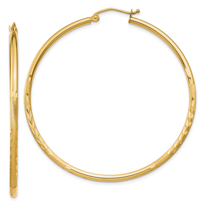 14k Yellow Gold Satin D.C 2MM Round Tube Earrings at $ 250.75 only from Jewelryshopping.com