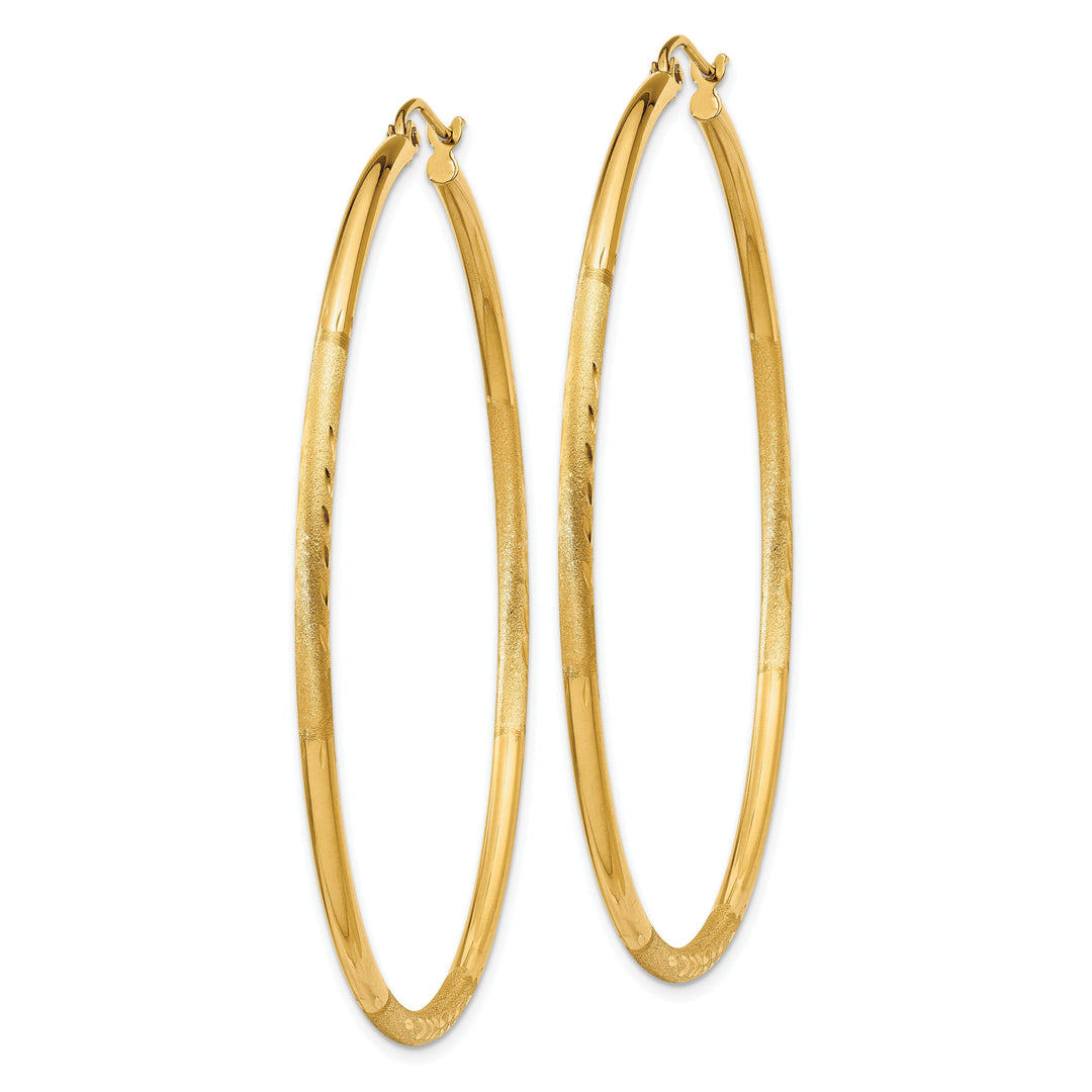 14k Yellow Gold Satin D.C 2MM Round Tube Earrings
