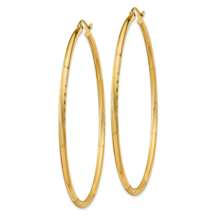 14k Yellow Gold Satin D.C 2MM Round Tube Earrings