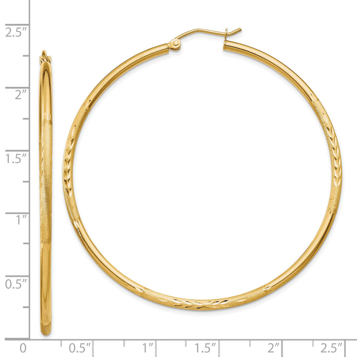 14k Yellow Gold Satin D.C 2MM Round Tube Earrings