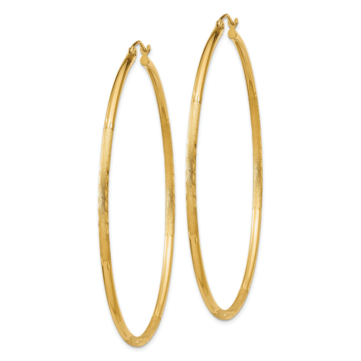 14k Yellow Gold Satin D.C 2MM Round Tube Earrings