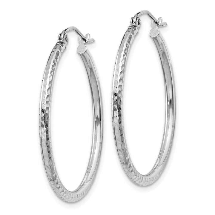 14k White Gold D-C 2MM Round Tube Hoop Earrings