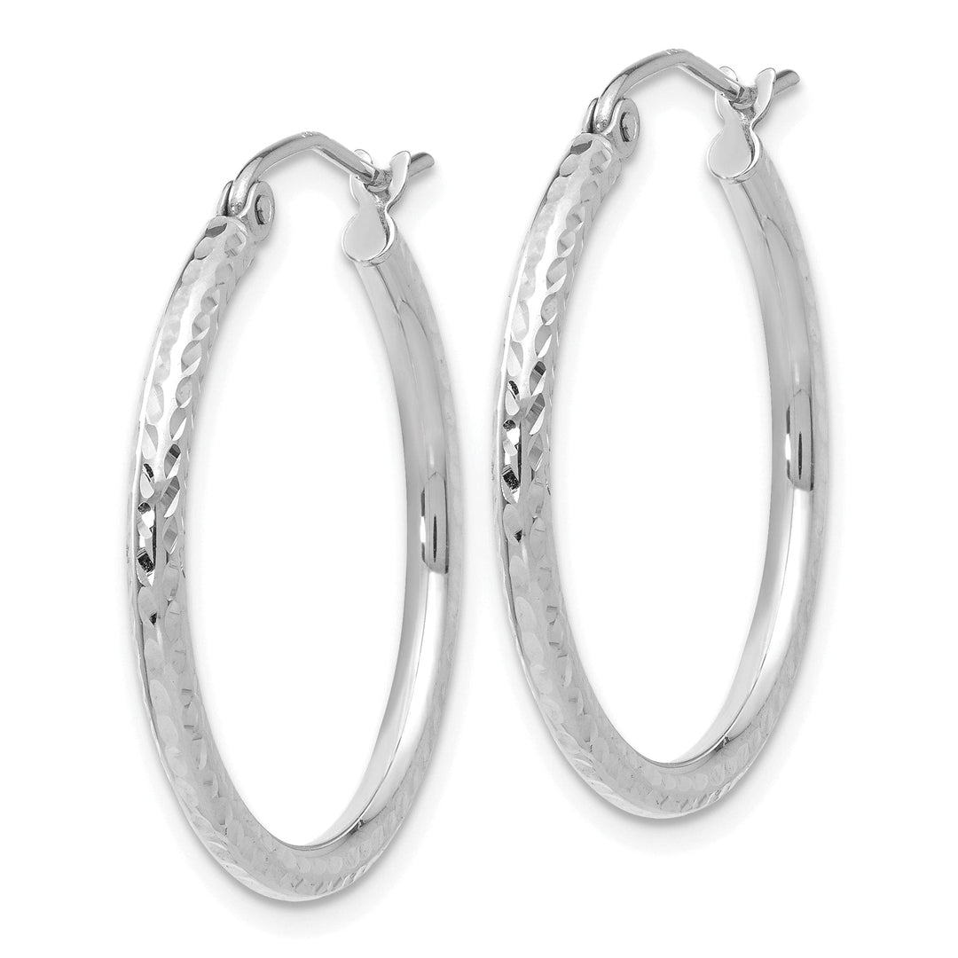 14k White Gold D-C 2MM Round Tube Hoop Earrings