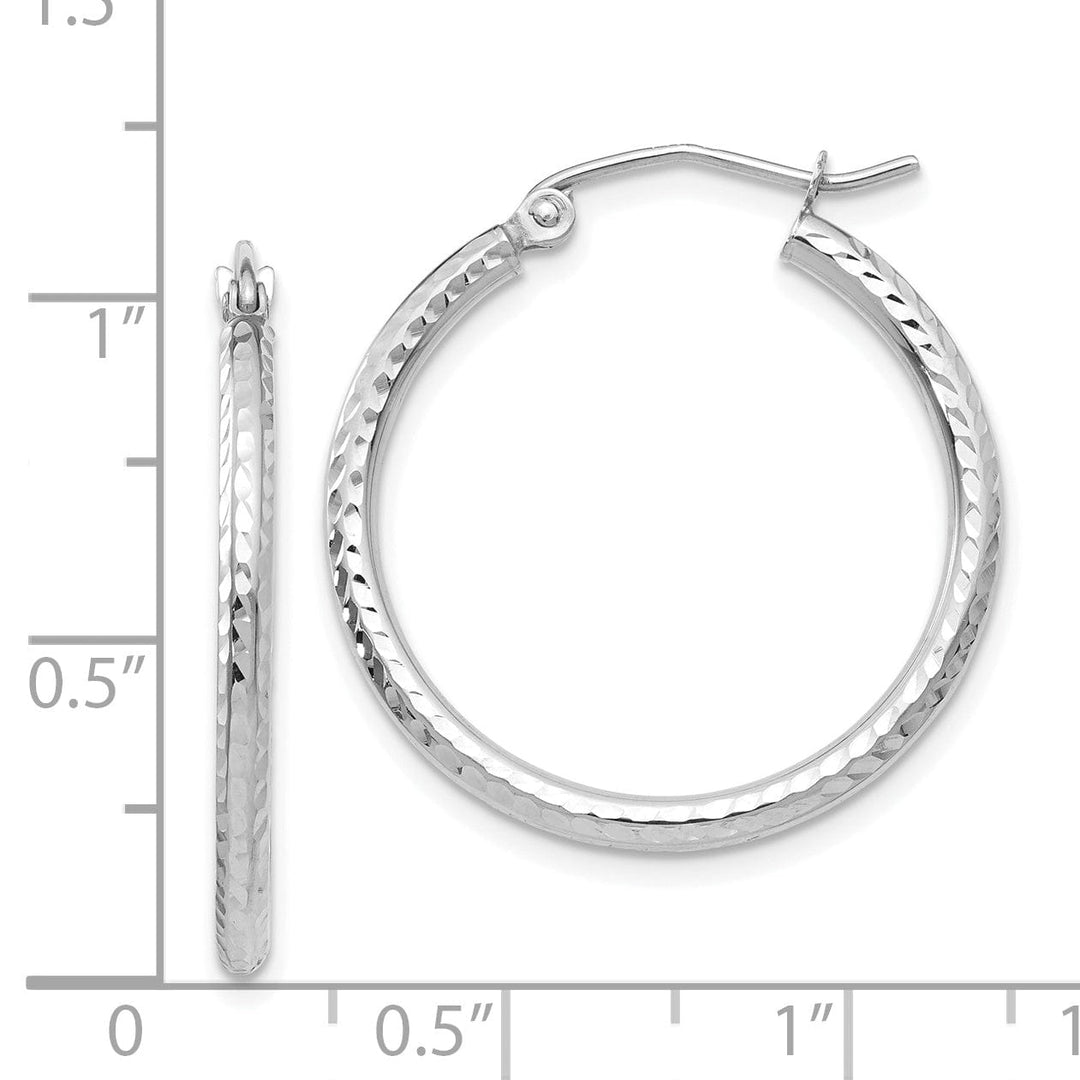 14k White Gold D-C 2MM Round Tube Hoop Earrings