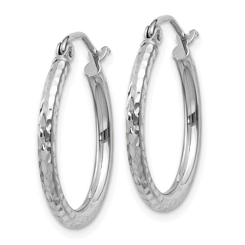 14k White Gold D-C 2MM Round Tube Hoop Earrings