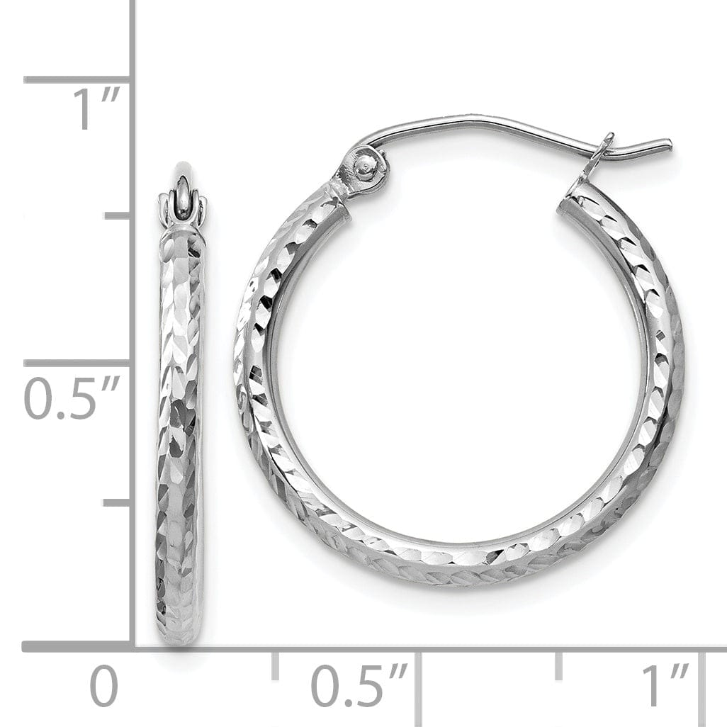 14k White Gold D-C 2MM Round Tube Hoop Earrings