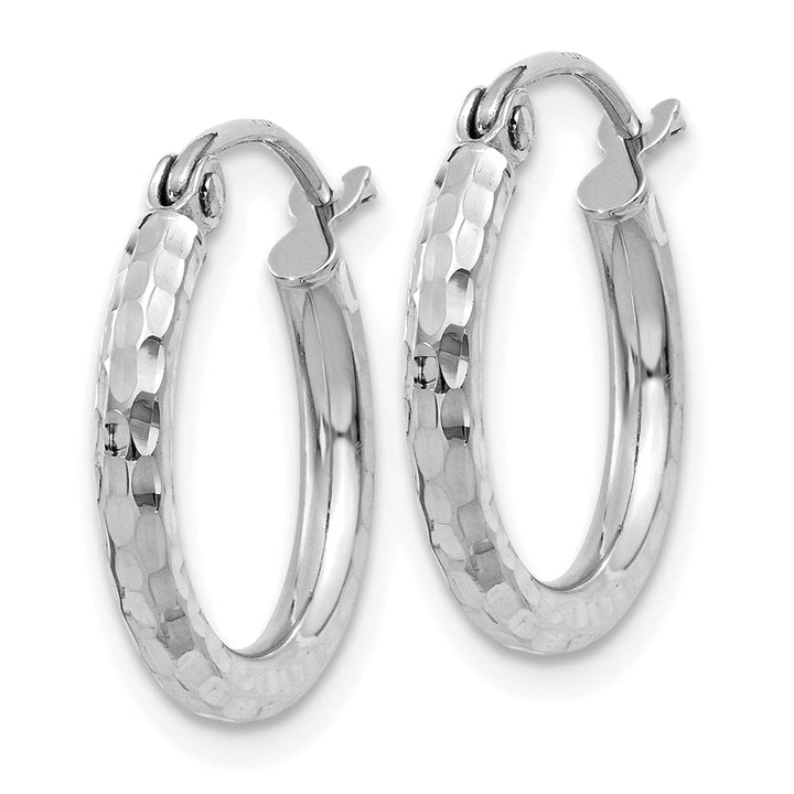 14k White Gold D-C 2MM Round Tube Hoop Earrings