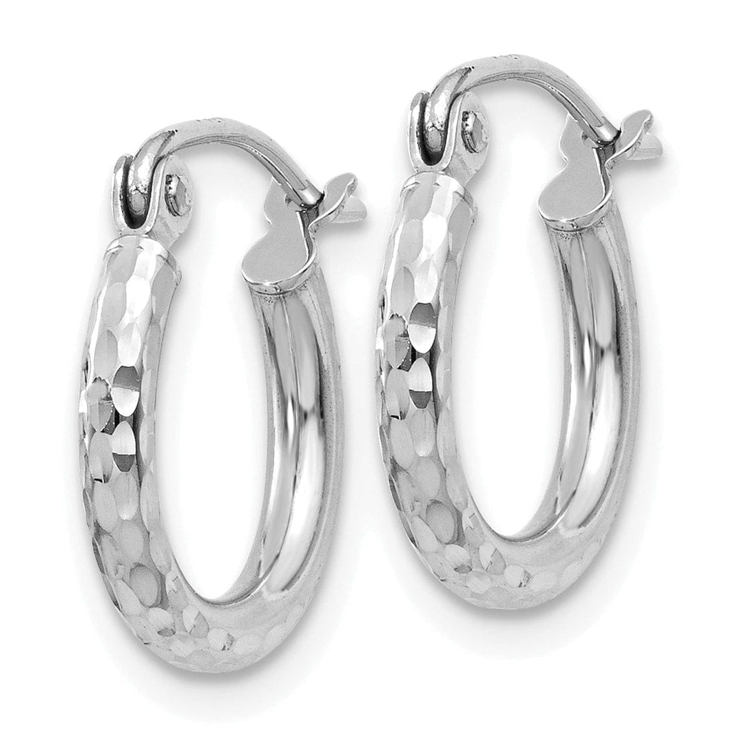 14k White Gold D-C 2MM Round Tube Hoop Earrings