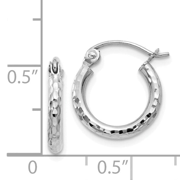 14k White Gold D-C 2MM Round Tube Hoop Earrings