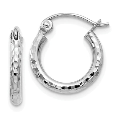 14k White Gold D-C 2MM Round Tube Hoop Earrings at $ 71.01 only from Jewelryshopping.com