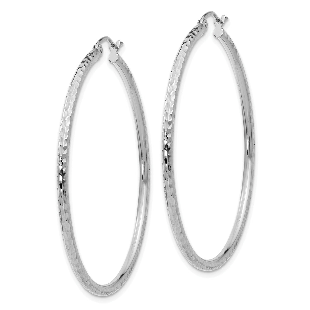 14k White Gold D-C 2MM Round Tube Hoop Earrings