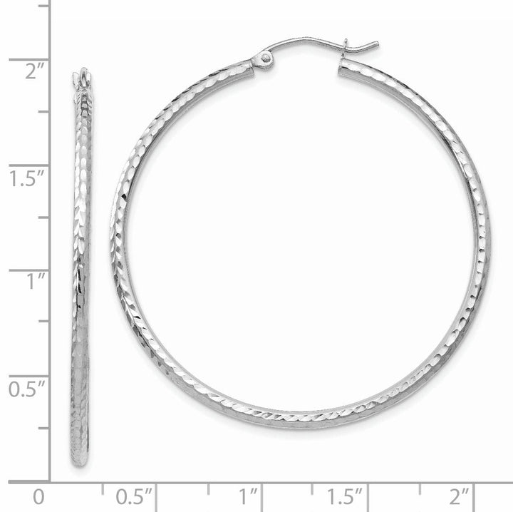 14k White Gold D-C 2MM Round Tube Hoop Earrings