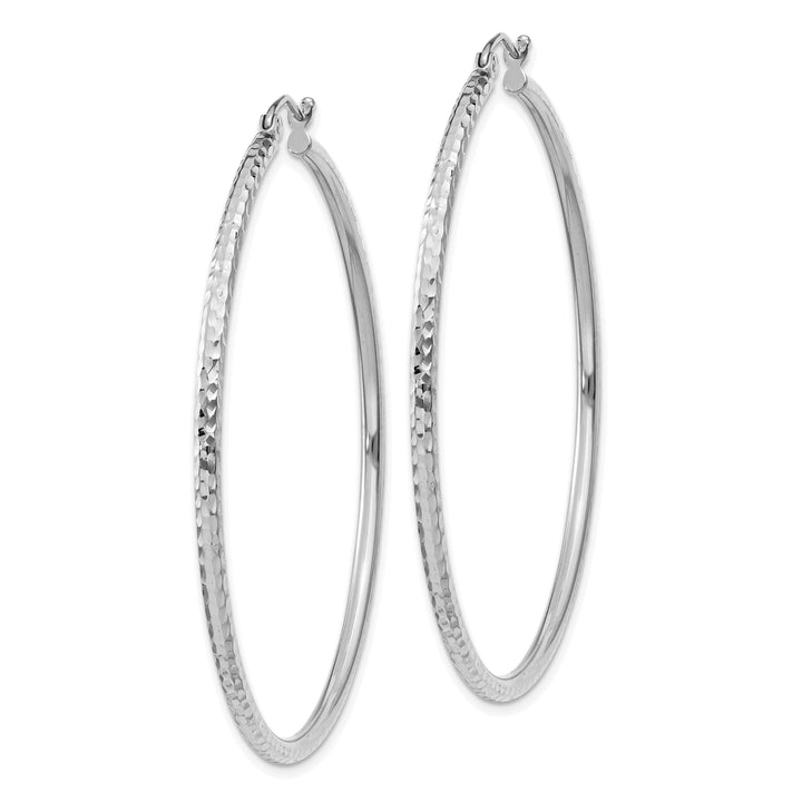 14k White Gold D-C 2MM Round Tube Hoop Earrings