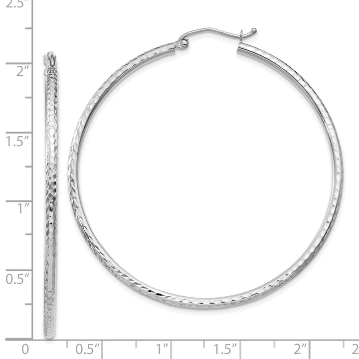 14k White Gold D-C 2MM Round Tube Hoop Earrings