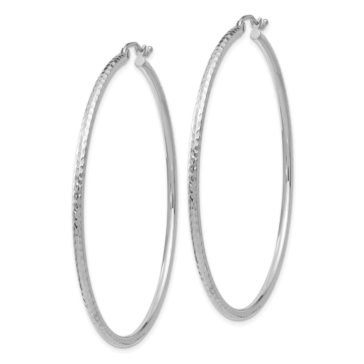 14k White Gold D-C 2MM Round Tube Hoop Earrings